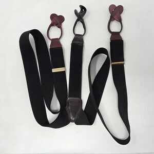 VINTAGE CAS WEST GERMANY BLACK BROWN LEATHER STRETCH ADJUSTABLE SUSPENDERS